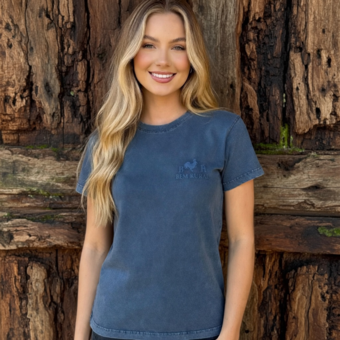 Camiseta Feminina Estonada Azul