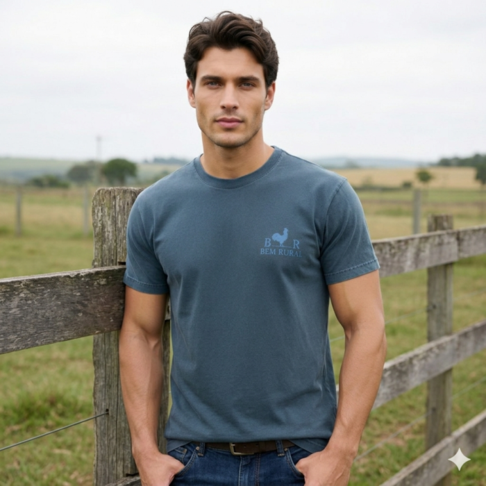 Camiseta Masculina Azul Estonada