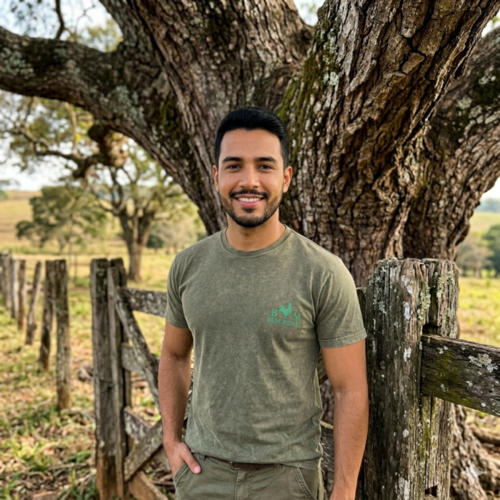 Camiseta Masculina Verde com Logo Azul Claro