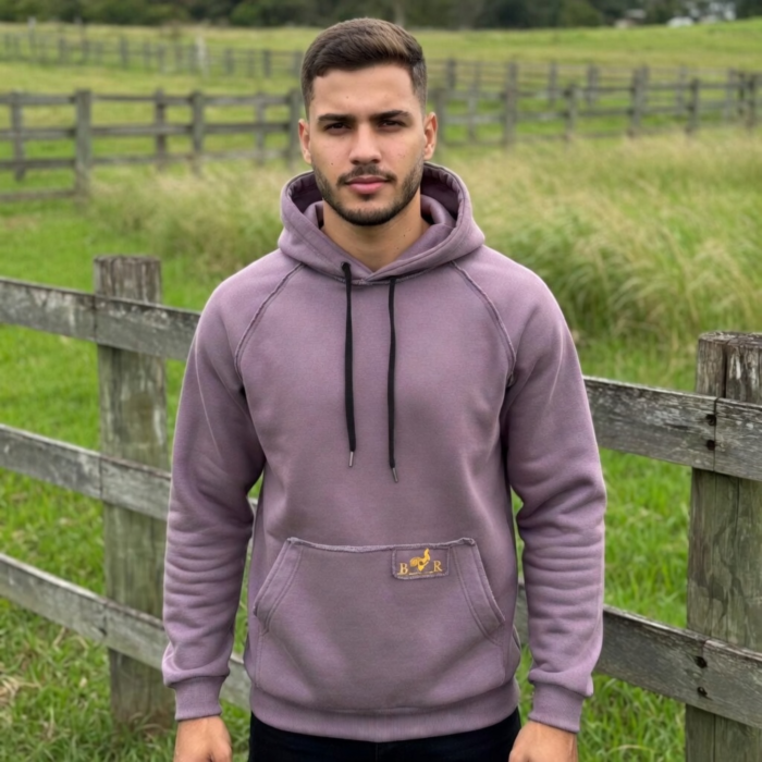 Moletom Roxo Estonado com Bolso