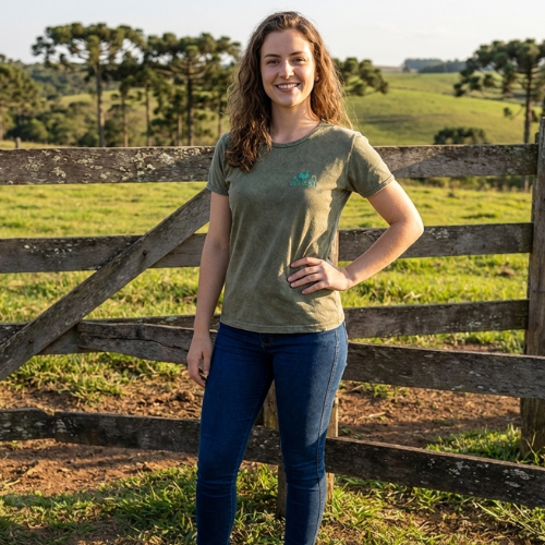 Camiseta Feminina Verde Musgo Estonada