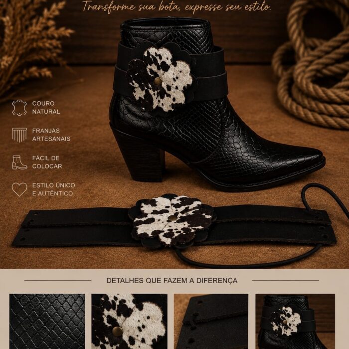 Acessório removível para bota modelo Flor Country em couro natural