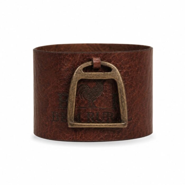 Porta Guardanapo em Couro Natural com Metal - Bem Rural