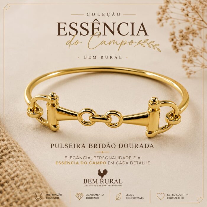 Pulseira Bridao Dourada Bem Rural